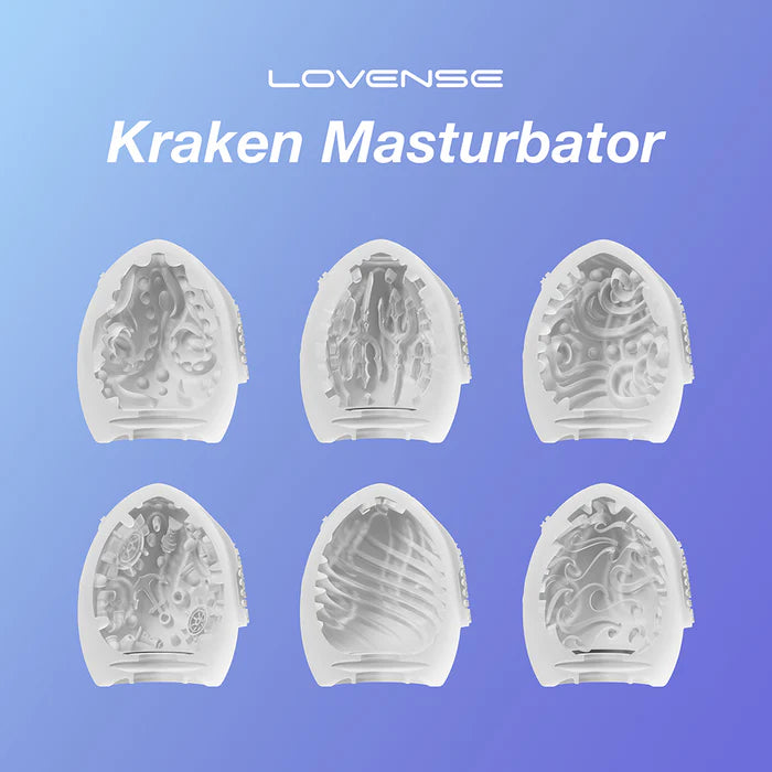 Cross-section of the six different texture variations of the Lovense Kraken. One of the six, at random, will be the one you receive. | Kinkly