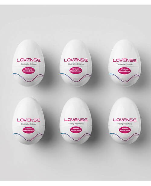 All 6 of the Lovense Kraken Eggs - 6-Pack shown right laid out all next to each other. | Kinkly Shop