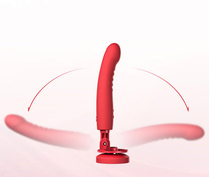 Shot of the Lovense Mission 2 showcasing how it can bend a nice 160-degree range on the suction cup to better work with any angles you need with it. | Kinkly