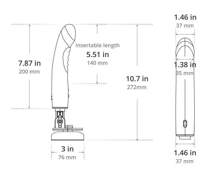 Measurements for the Lovense Mission 2. All measurements are included within the product text description. | Kinkly