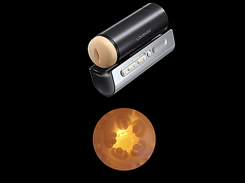 GIF shows the Lovense Solace Pro sliding back and forth on its track, showcasing how the thrusting capabilities work. | Kinkly