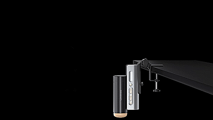 GIF shows how the desk mount's swivel joint allows the angle of the Lovense Solace to be really well adjusted to fit most use scenarios. | Kinkly