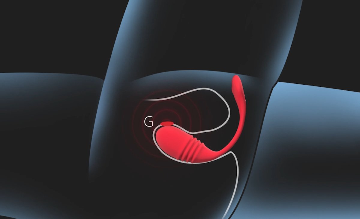 Illustration shows the Lovense Vulse inserted into a body. It shows the Vulse slid into the body to press up against the G-spot. | Kinkly Shop