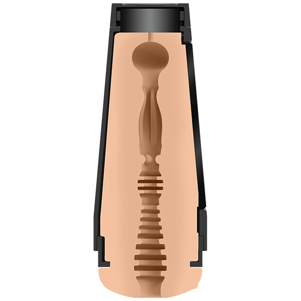 Cross-section of the interior texture of the Main Squeeze - Stella Barey. The stroker has a lot of very-protruding textures. | Kinkly Shop