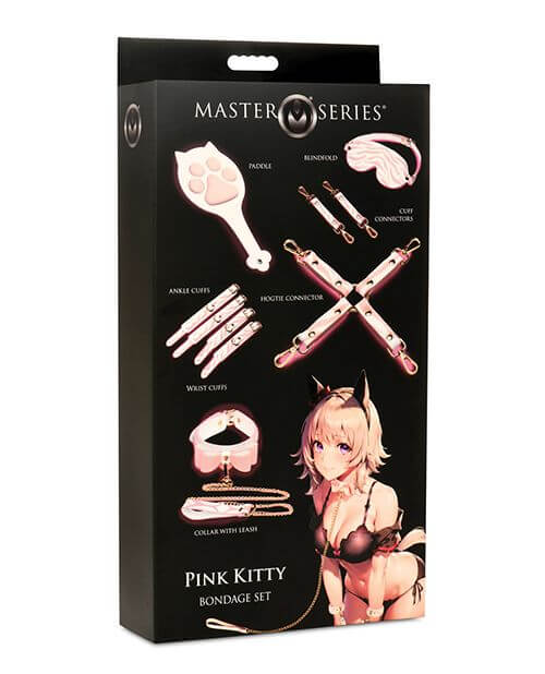 The packaging for the Master Series Pink Kitty Bondage Set | Kinkly Shop