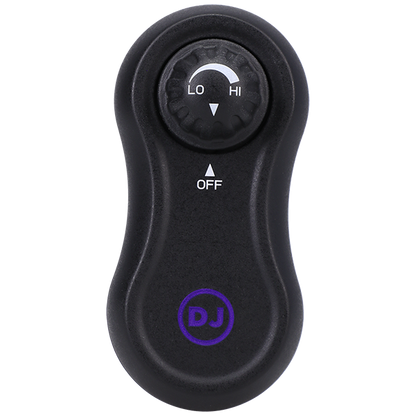 Close-up of the wireless remote that controls the Merci Fuck Machine. There's a turn-dial on it. | Kinkly Shop