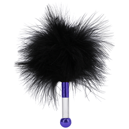 Close-up on the feather tickler of the The VIP Room BDSM Set | Kinkly Shop