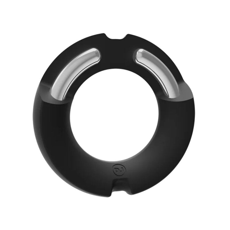 A cross-section of the Merci The Paradox showcases the metal inside of the silicone shell of the cock ring. | Kinkly Shop
