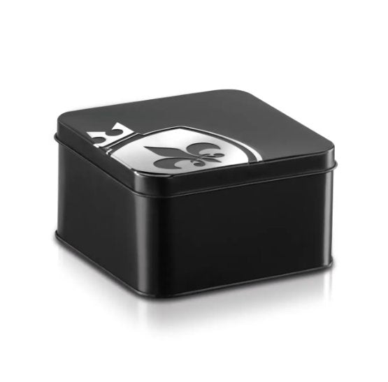 The metal tin that the Mystim Plunging Pete w/Corona Strap & Urethral Sound comes in for easy storage | Kinkly Shop