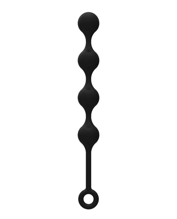 The Nexus Quattro Vibrating Anal Beads in front of a white background. All four of the anal beads appear to be about the same diameter and length. | Kinkly Shop