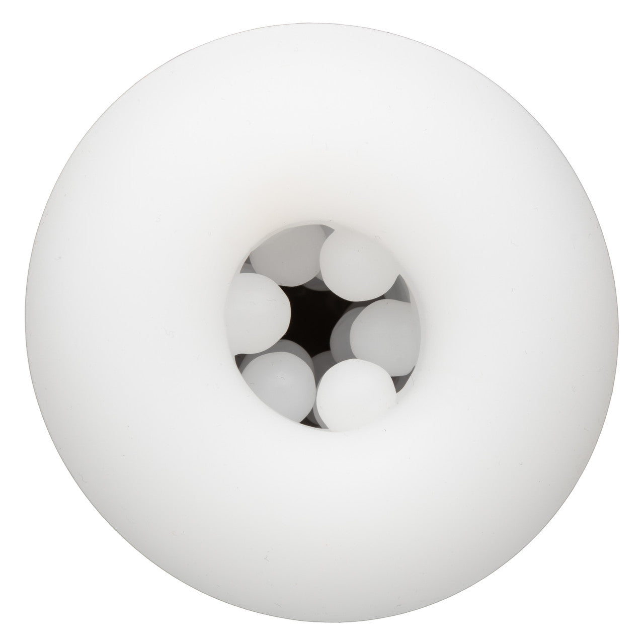 Close-up of the entrance of the Optimum Power Vibrating & Thruster Stroker. This protruding texture is easily visible from the outside of the insertable tunnel. | Kinkly Shop