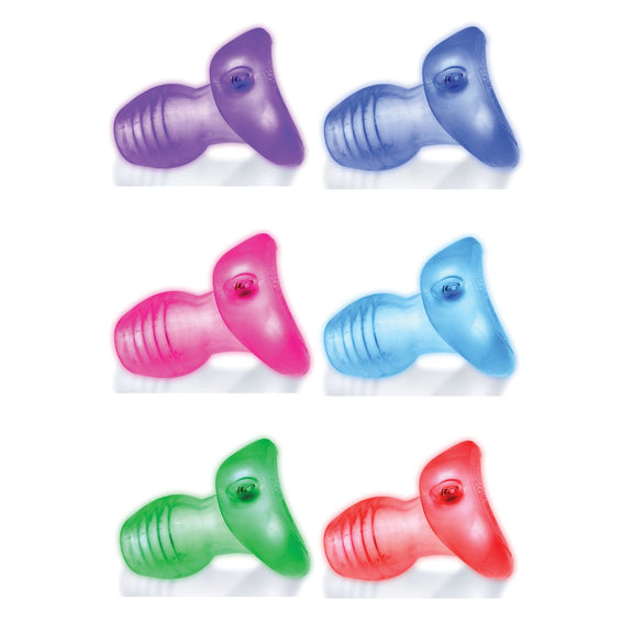 The Oxballs Glowhole shown in different colors as the included LED light scrolls through all of the different color options during wear. | Kinkly Shop