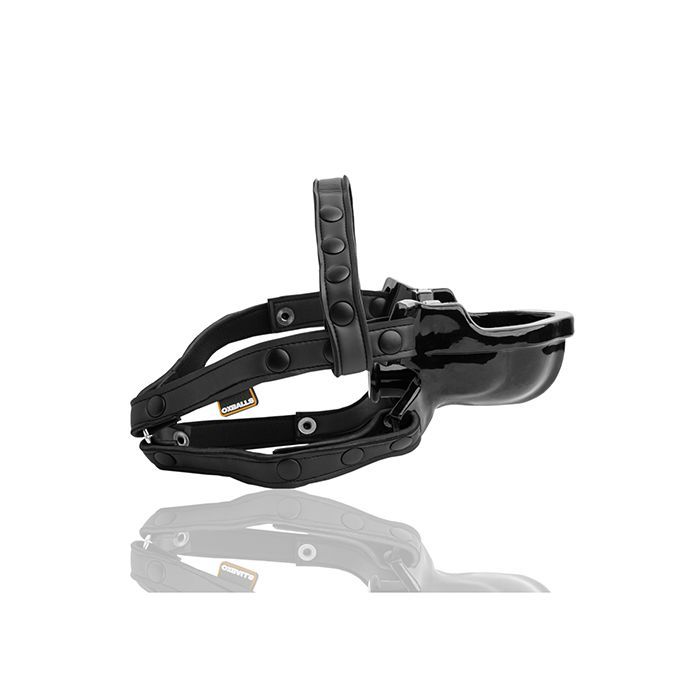Oxballs Watersports Gag shown up against a plain white background. The gag is shown around an invisible face to showcase how the straps would fit around a head. | Kinkly Shop