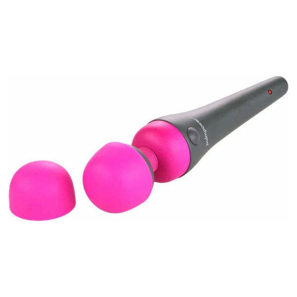 The Palm Power Massager shown next to an additional "head" off another massager, showcasing how the head of the Palm Power Massager can be removed. | Kinkly Shop