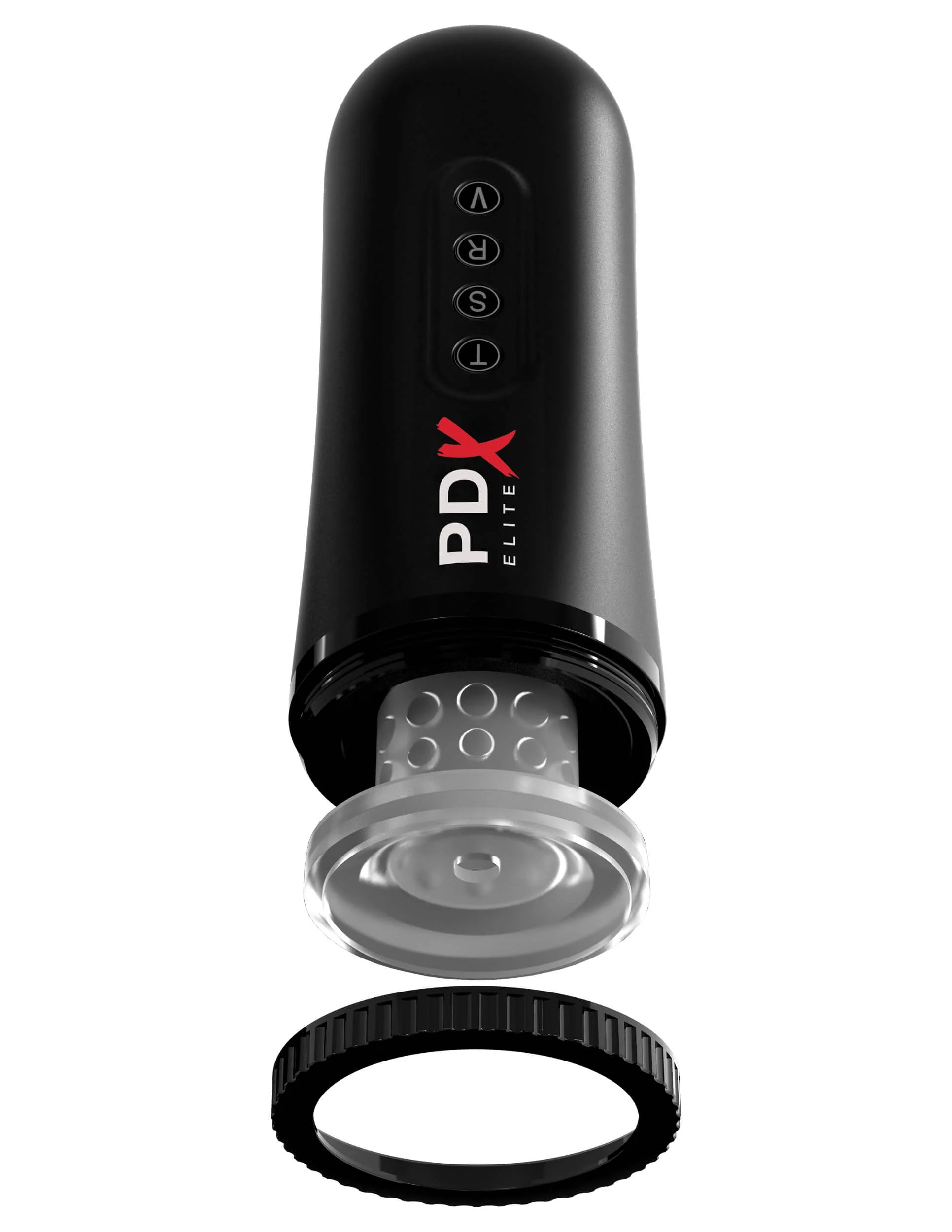 The outermost ring of the PDX Elite Moto Blower screwed off, showcasing how the TPR interior sleeve can be easily removed for cleaning | Kinkly Shop