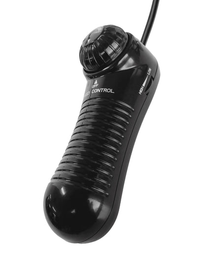 Close-up of the Body Dock Pro Suction-Cup Machine. It's a palm-sized remote that includes a turn-dial on it. | Kinkly Shop