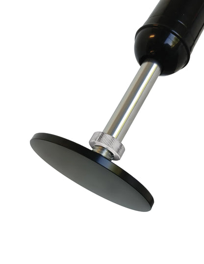 Close-up of the body dock plate of the Body Dock Pro Suction-Cup Machine. This is the flat, circular surface that allows any suction cup dildo to fasten to the sex machine. | Kinkly Shop