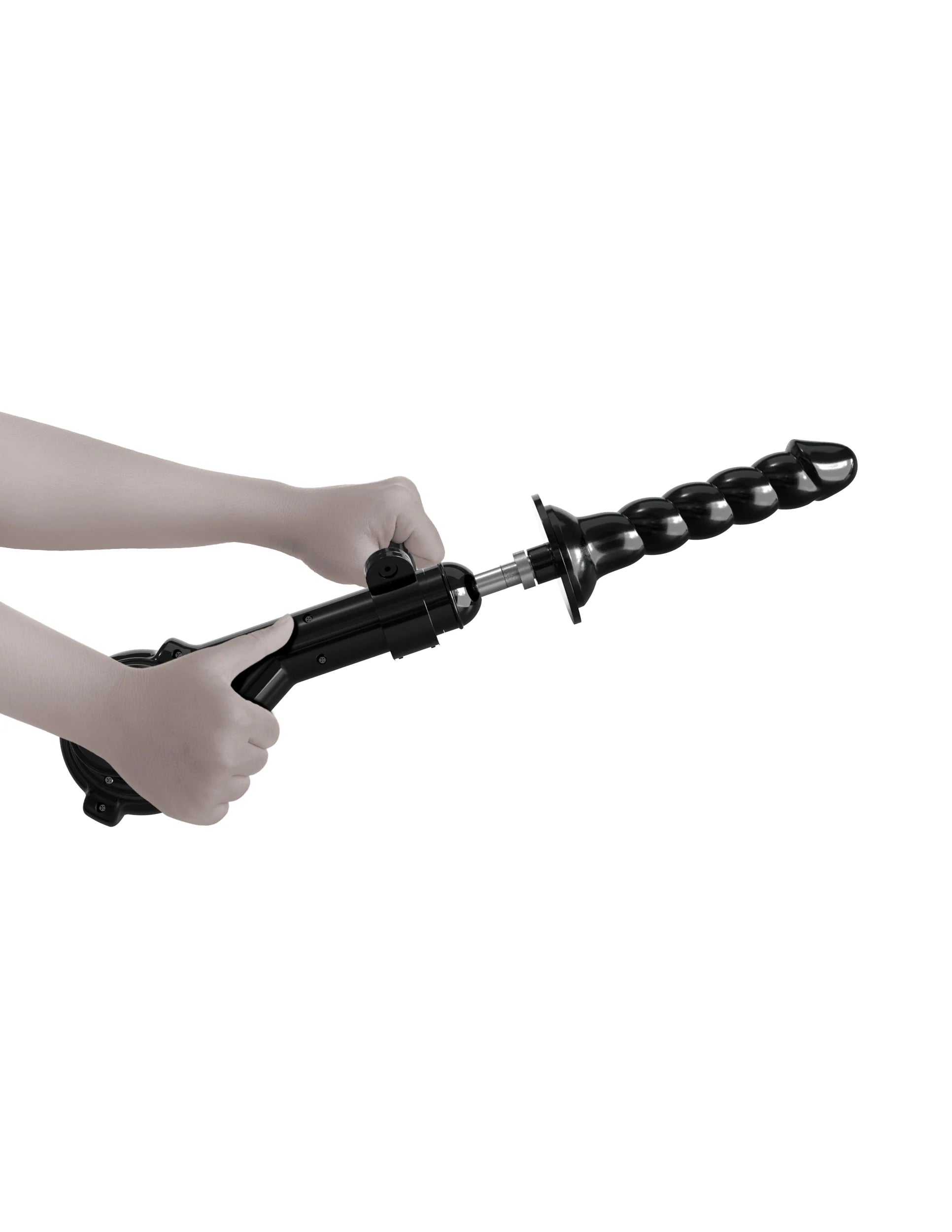 A person hand holds the Body Dock Pro Suction-Cup Machine. It can be removed from its base to make for two-handed holding of it. | Kinkly Shop
