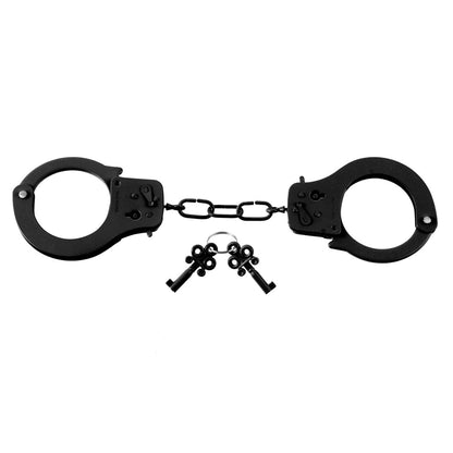 The Designer Cuffs in black shown next to the color-matching keys. | Kinkly Shop