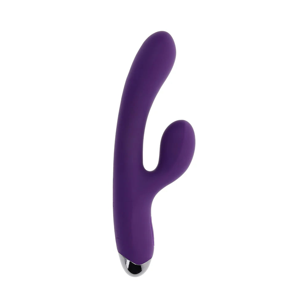 The Playboy New Crush at a full from-the-side angle. It has a thick clitoral arm with a nicely curved, swelled head for the g-spot. | Kinkly Shop