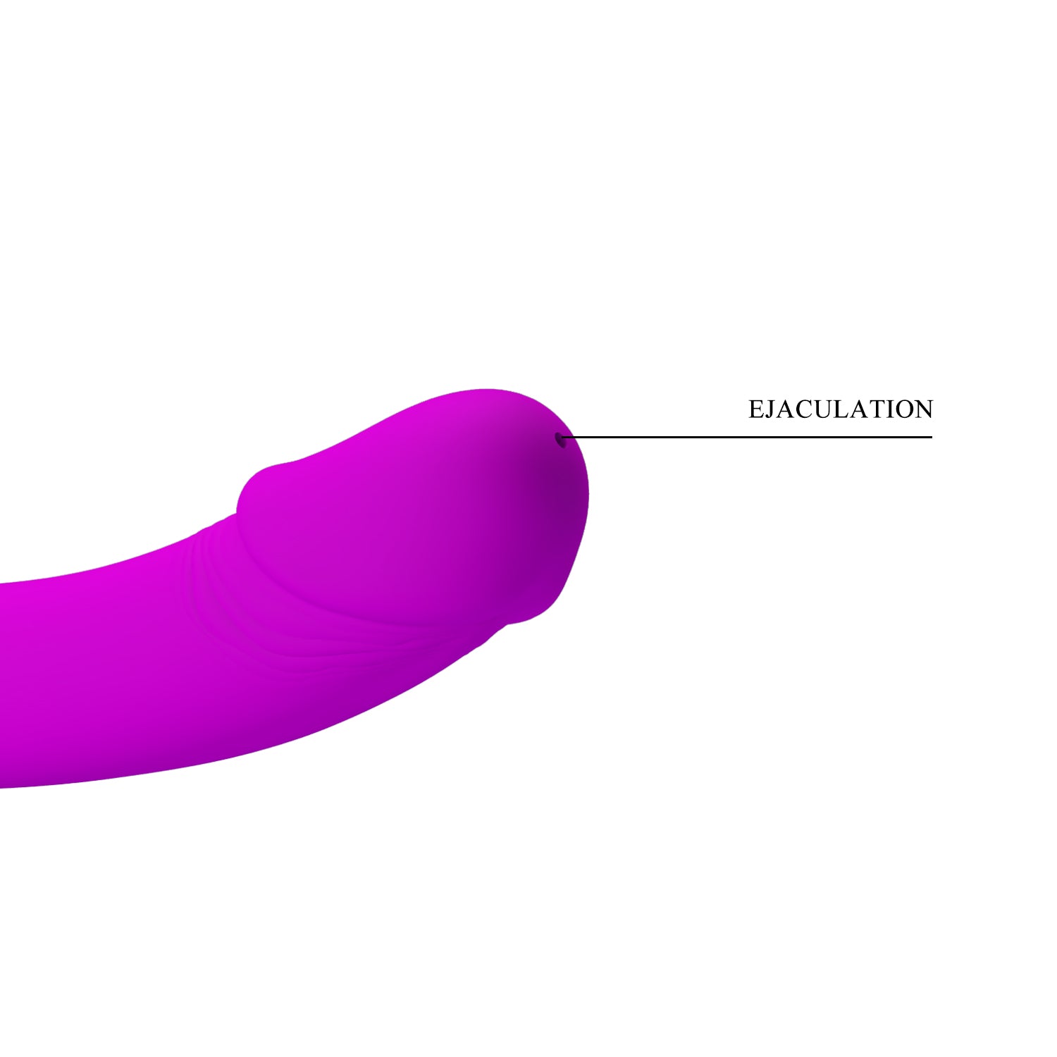 Close-up on the tip of the receiver's end of the dildo, showing the hole in the dildo that allows the dildo to ejaculate | Kinkly