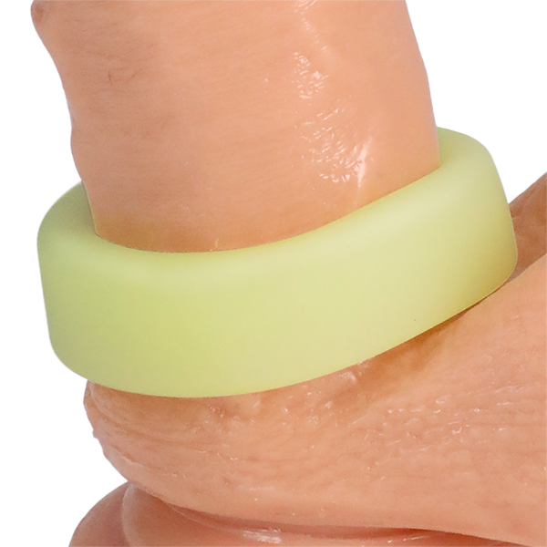 Close up of the Rock Solid Big O Glow wrapped around the base of a dildo | Kinkly Shop