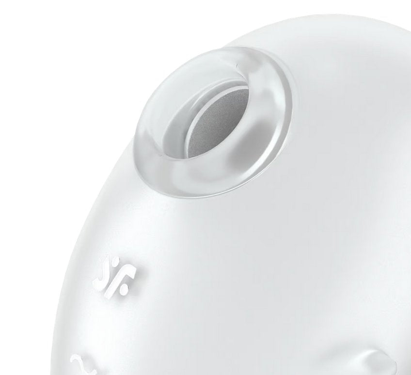 Close-up on the air suction hole on the Satisfyer Cutie Ghost where sensitive areas can be placed inside of the toy. | Kinkly Shop