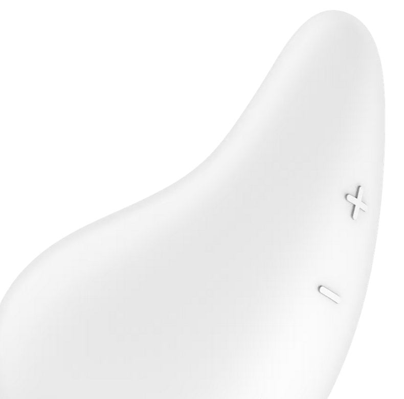 Close-up of the buttons on the Satisfyer Dew Drop. There's a + and - button built onto the handle of the toy. | Kinkly Shop