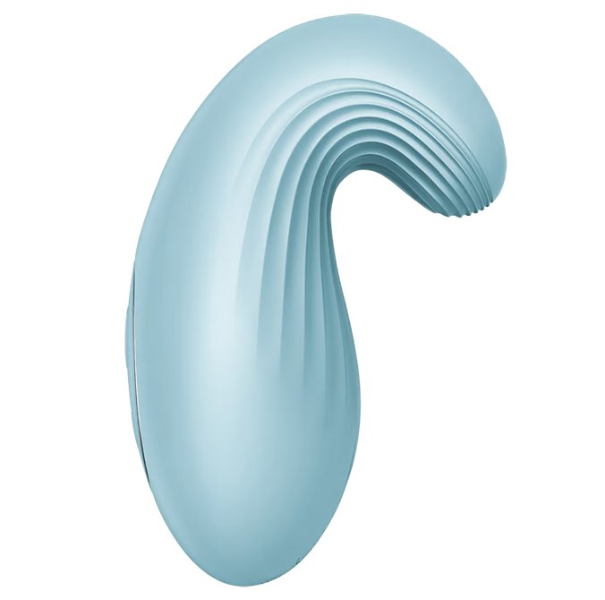 Side view of the Satisfyer Dipping Delight showcasing the deep U-shaped tip that makes for targeted stimulation wherever you want to direct the sensations. | Kinkly Shop