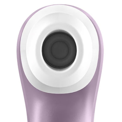 Close-up of the Satisfyer Pro 2 - Generation 2 tip. The white tip attachment is removable from the toy, and inside of it is a open, deep hole. | Kinkly Shop