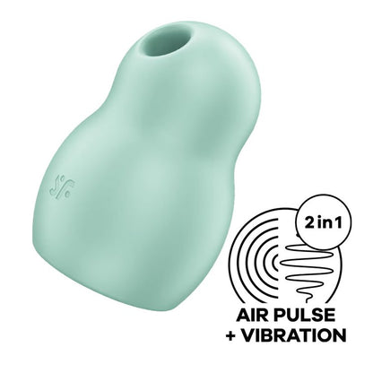 The Satisfyer Pro To Go 1 shown next to an icon and text that states "2 in 1. Air Pulse + vibration" | Kinkly Shop