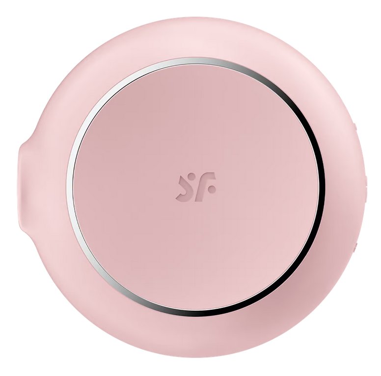 Side view of the Satisfyer Pro To Go 3. It's a circle with the Satisfyer SF logo in the center. | Kinkly Shop