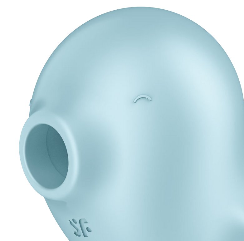 Close up of the face of the Satisfyer Sassy Seal, showcasing it's hollow open tip | Kinkly Shop