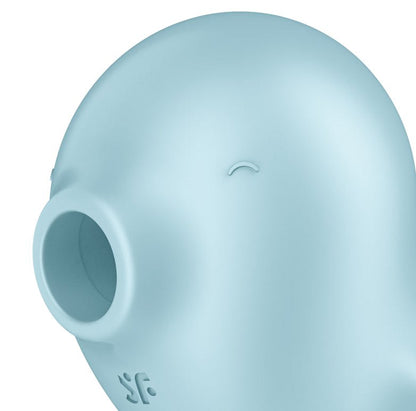 Close up of the face of the Satisfyer Sassy Seal, showcasing it's hollow open tip | Kinkly Shop