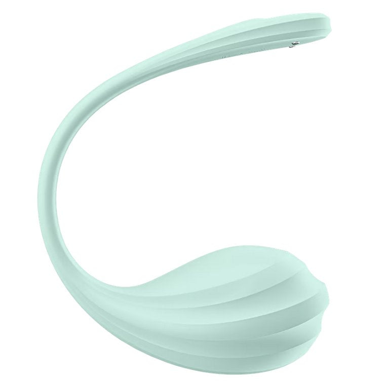 A side view of the Satisfyer Smooth Petal. The vibrator has striations that run along its length all the way through the tail as well. | Kinkly Shop