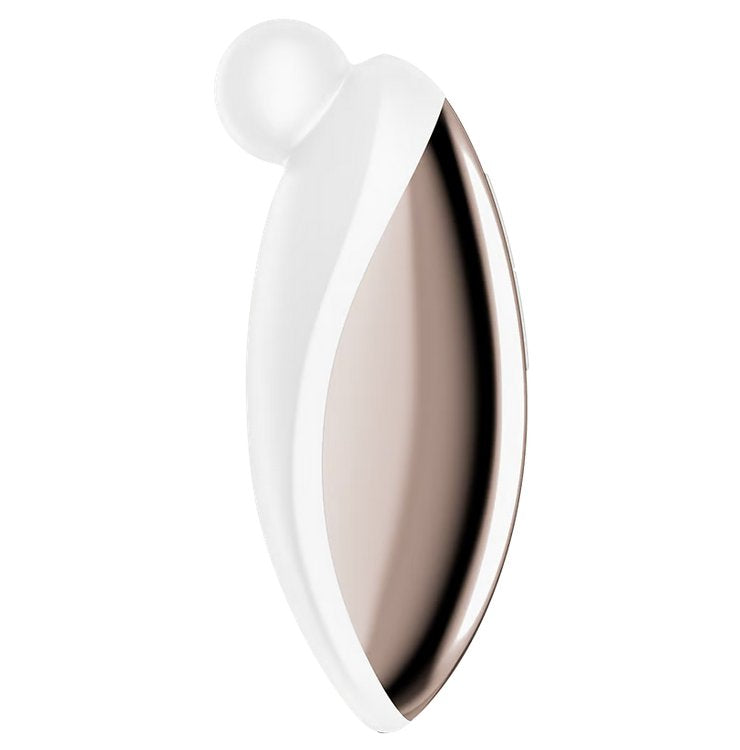 Side view of the Satisfyer Spot On 2 showcases the unique, D-like shape of the sex toy with the protruding ball tip on it. | Kinkly Shop