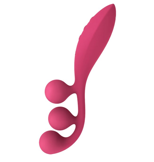 Side view of the Satisfyer Tri Ball 1 showcases the curved design of the 3 balls at the tip, making it easier to have contact with all of the pleasure zones at once | Kinkly Shop