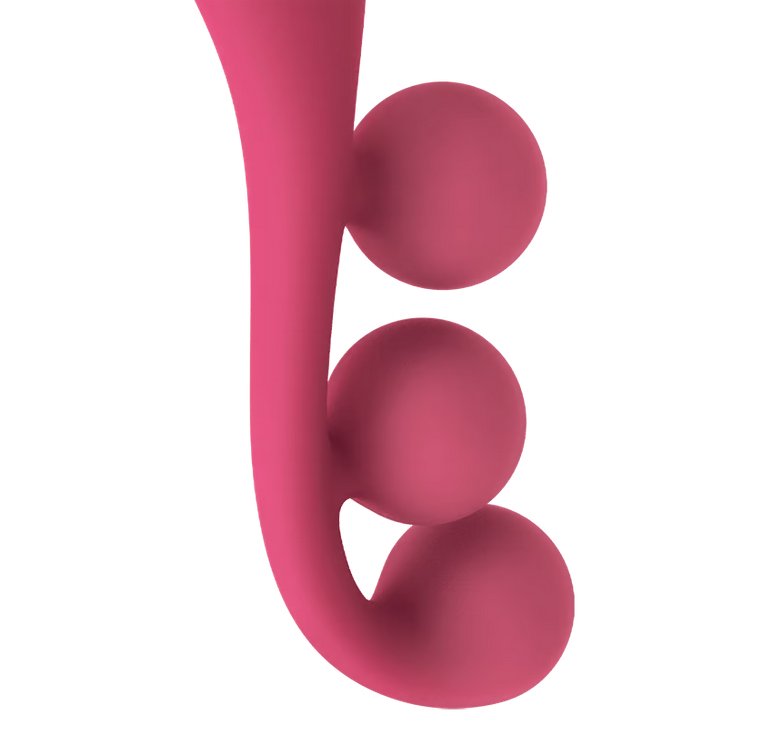 Close-up of the balls attached to the vibrator on the tip of the wand. The balls do not have any texture to them. They are entirely smooth. | Kinkly Shop