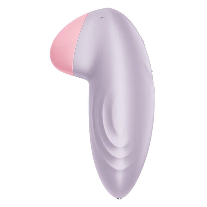 Side view of the Satisfyer Tropical Tip. This showcases the vibrator's protruding tip as well as the texture along the handle to make it easier to grip. | Kinkly Shop
