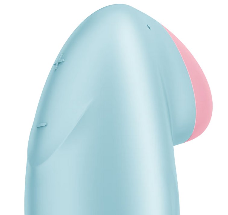 Close-up on the two buttons on the Satisfyer Tropical Tip. The two buttons are right behind the protruding tip of the vibrator. | Kinkly Shop