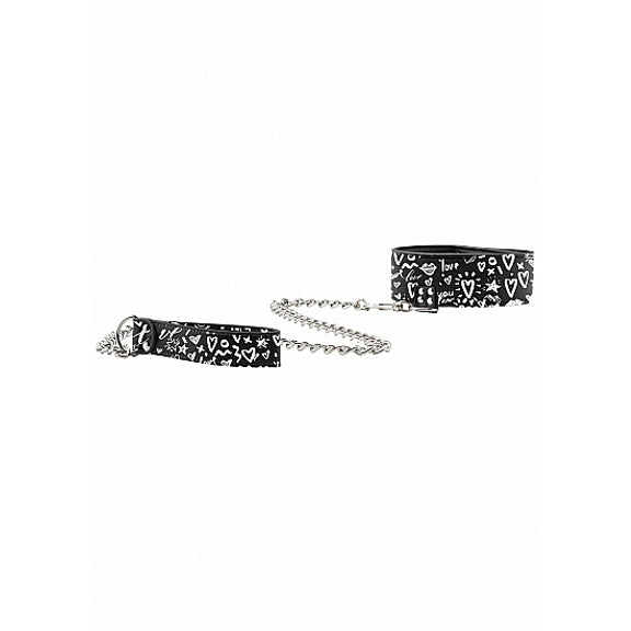 Shots Ouch! Printed Collar and Leash in Love Street Art | Kinkly Shop