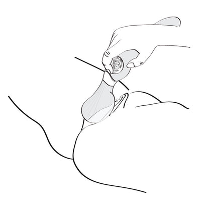Illustration shows a person holding the head of the wand massager of the Shunga Zoa up against the clitoris | Kinkly Shop