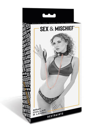 Packaging for the Sportsheets Brat Collar and Leash. It's a tall cardboard box that contains the Sportsheets Brat Collar and Leash inside of it. | Kinkly Shop
