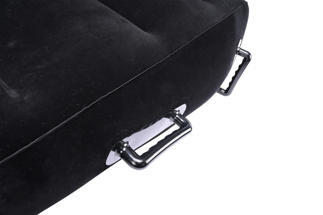 Close-up of the rubber handles on the side of the Sportsheets Inflatable Positioner Plus. They are firmly attached to the side of the sex furniture. | Kinkly Shop
