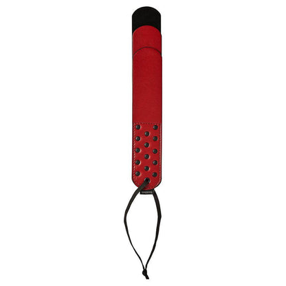 Top-down view of the Sportsheets Saffron Layer Paddle. The "handle" is covered in rivets for easier gripping. | Kinkly Shop