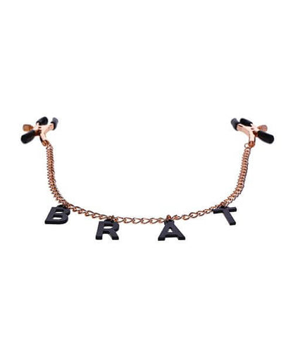 Close-up of the "BRAT" letters on the chain. They look like large charms, and they have some width to them. | Kinkly Shop