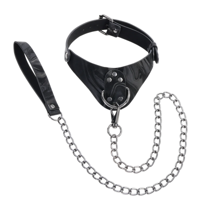 Sportsheets Velvet Noir Collar and Leash in front of a plain white background | Kinkly