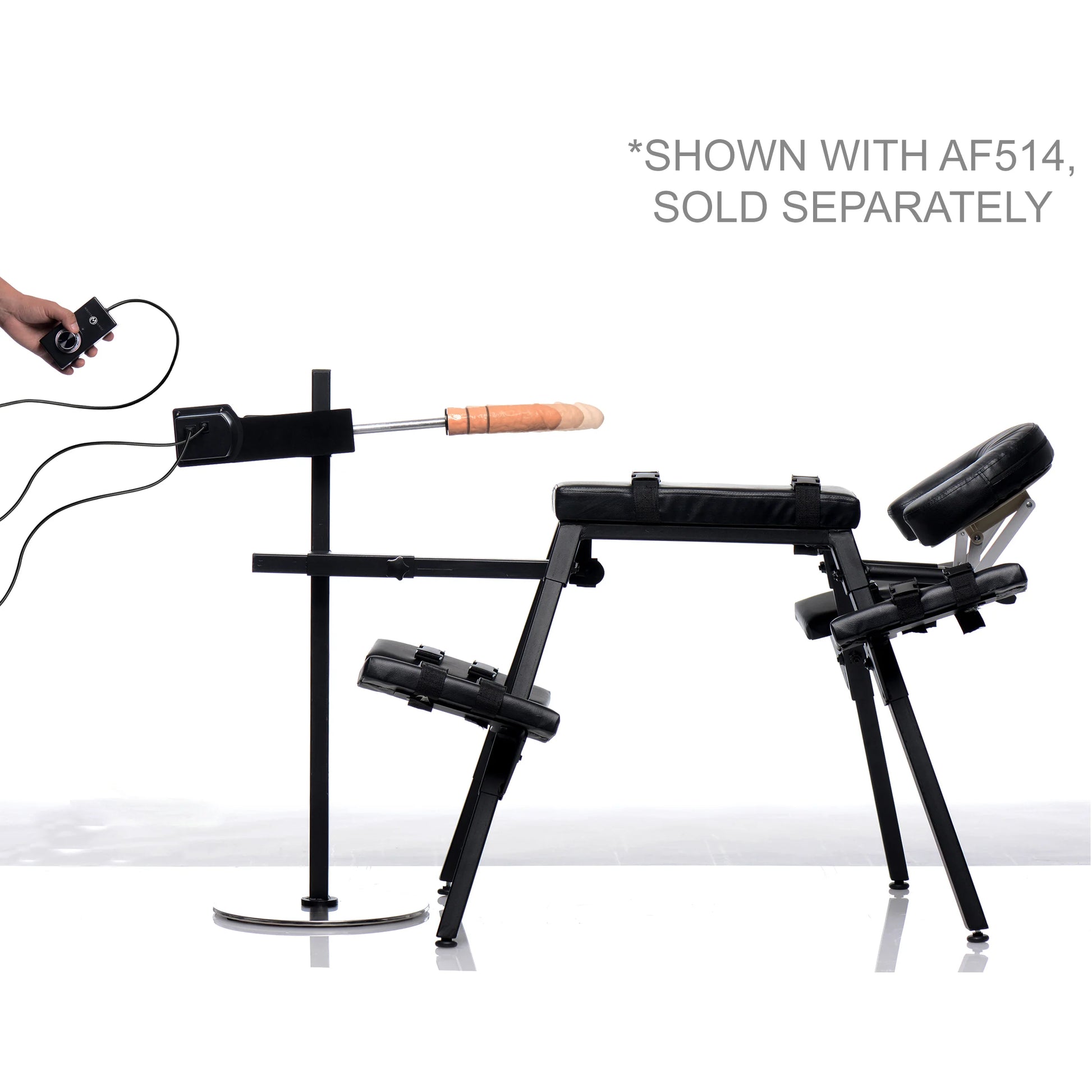 The Dicktator Extreme Sex Machine shown with the Obedience Sex Bench, designed to work together with one another. The Obedience Sex Bench is not included. | Kinkly Shop