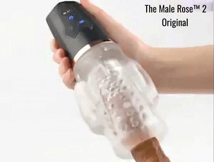 GIF of The Male Rose 2: Sucking & Vibrating shows it in use. The toy doesn't rotate. It vibrates and sucks. | Kinkly Shop