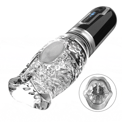 GIF showcases The Male Rose 3: Thrusting, Rotating & Vibrating in action. It rotates, thrusts in and out, and vibrates all at the same time. | Kinkly Shop